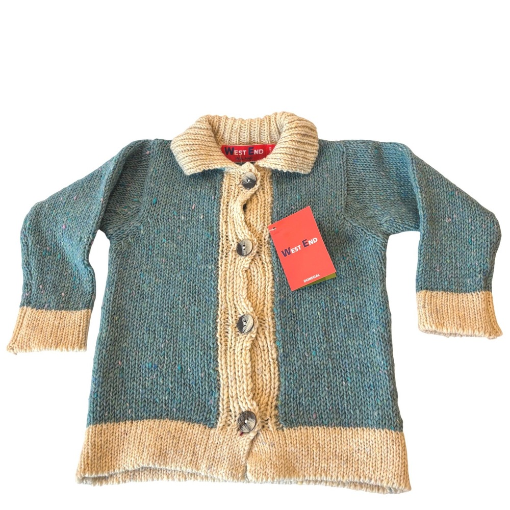 Girl Irish Knit Wool Cardigan Sweater by West End Ireland Size 4 5 NWT